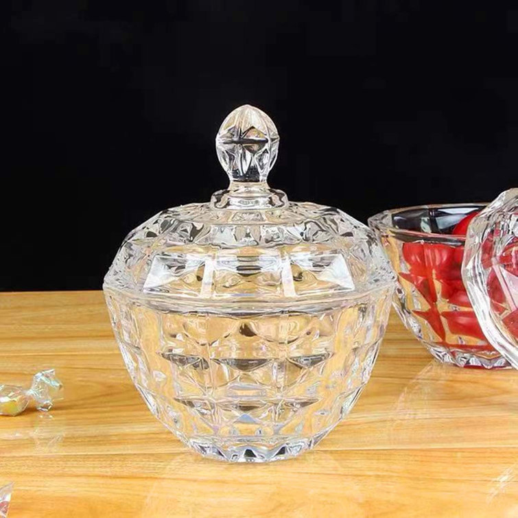 Bloomsbury Market Glass Candy Dish With Lid Large / Clear Covered Candy